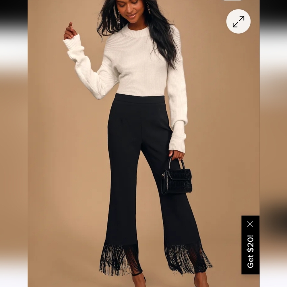 Lulus Small Black Fringe Pants